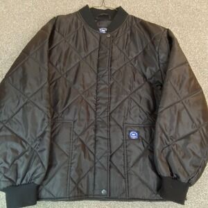 Polar King By Key Quilted Bomber Jacket Black Diamond Stitch Mens Workwear MR